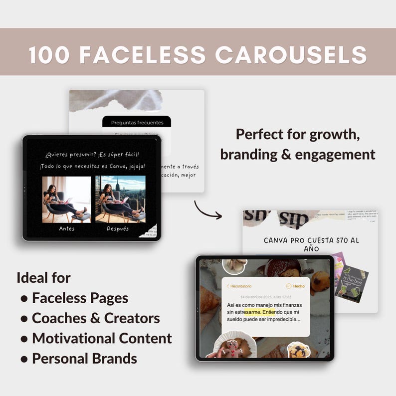 100+ Faceless Instagram Carousel Templates | Canva Social Media Kit ...