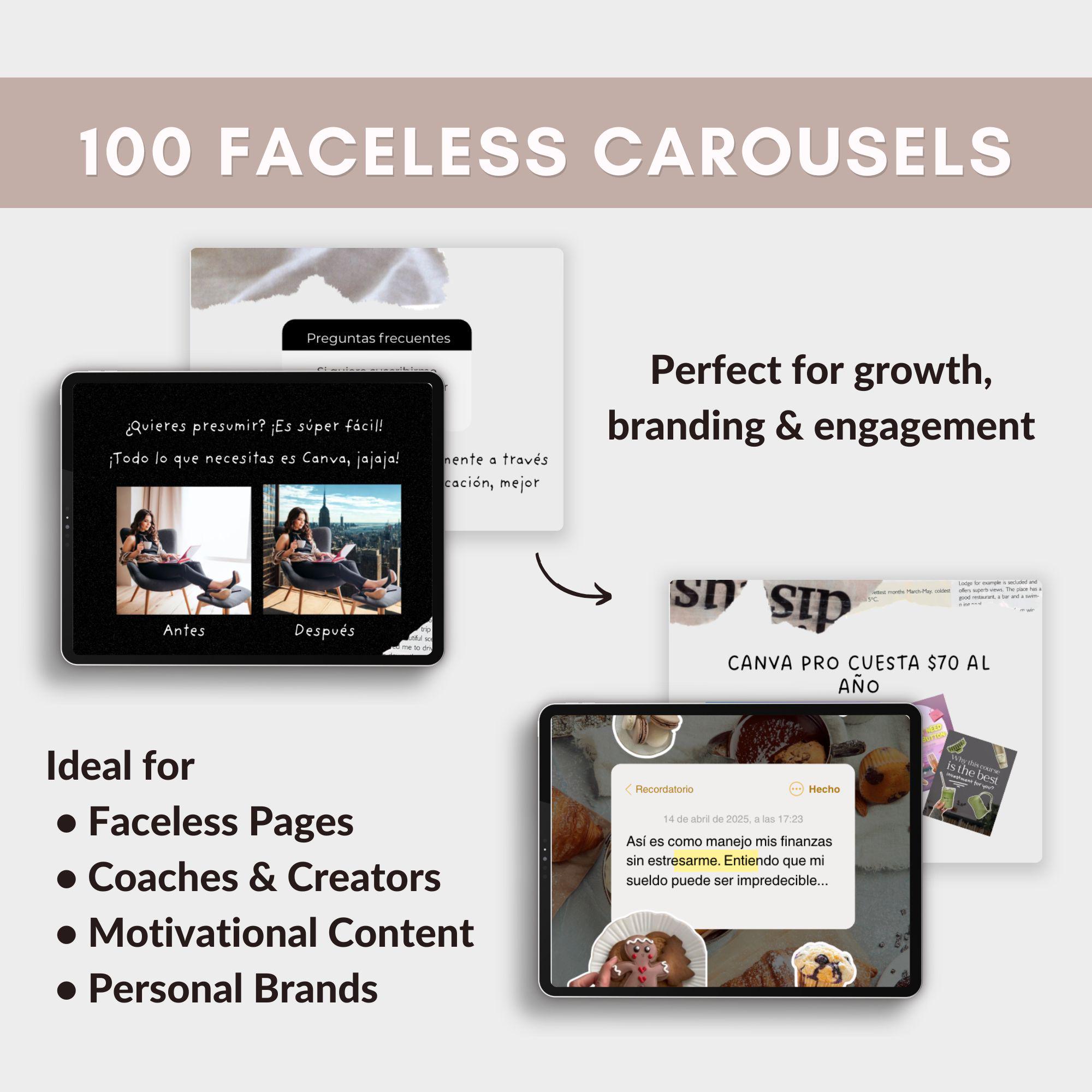 100+ Faceless Instagram Carousel Templates | Canva Social Media Kit ...
