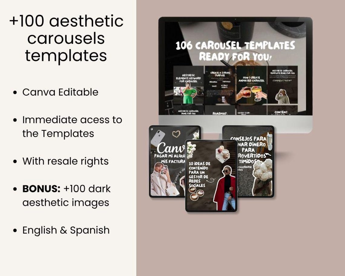 100+ Faceless Instagram Carousel Templates | Canva Social Media Kit ...