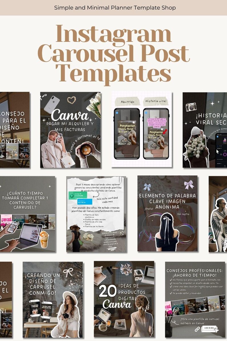 100+ Faceless Instagram Carousel Templates | Canva Social Media Kit ...