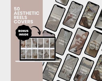 50 Garnrollen Hüllen | Canva Vorlagen Bearbeitbar | Modernes IG Reel Covers Pack