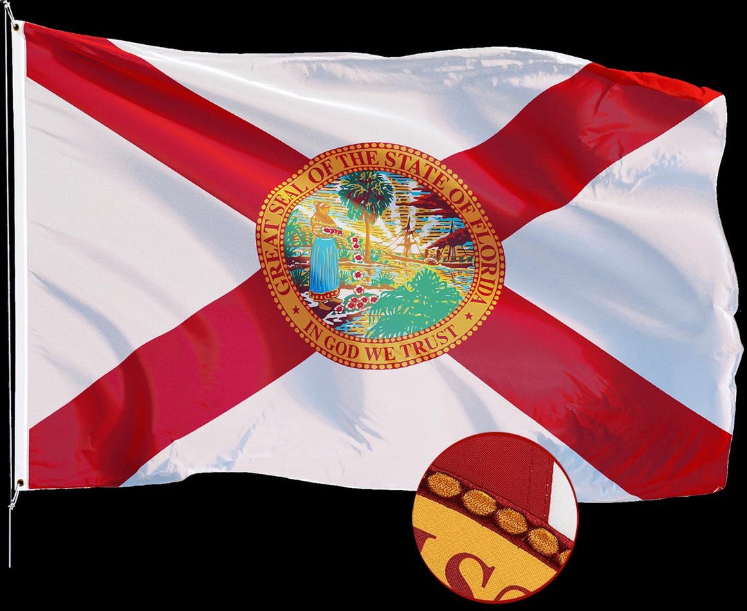 Florida State 3x5 Ft Embroidered Flag, Double Sided Heavy Duty 3 Ply ...