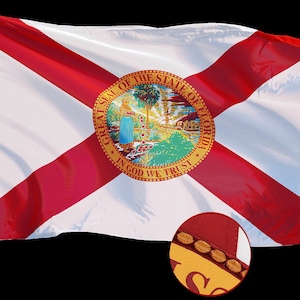 Florida State 3x5 Ft Embroidered Flag, Double Sided Heavy Duty 3 Ply Polyester Waterproof Material with 2 Metal Grommets