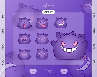 Gengar Chibi Digital Illustration: Cricut Cut File