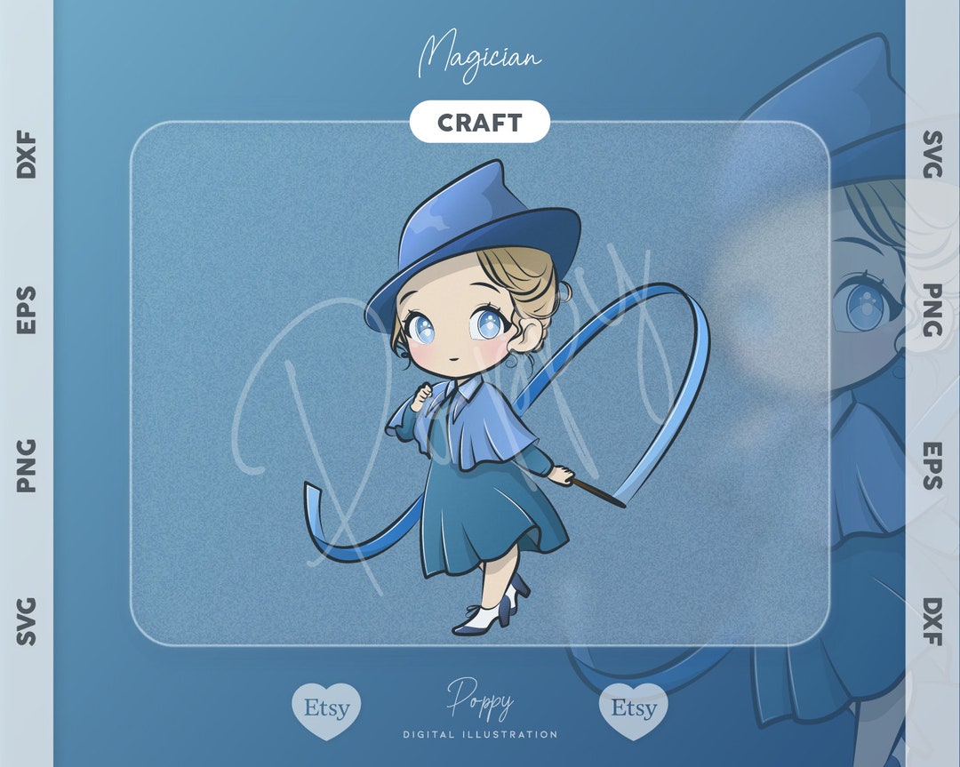 Chibi Magician Clipart: Kawaii Digital Illustration (SVG, PNG) - Etsy