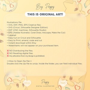 May include: A digital illustration of a cute cartoon character with a pink, white, and green egg-shaped body. The character is surrounded by hearts and the text "Every single design is drawn by myself." is written on the right side of the image. The text "This is original art!" is written in a yellow box at the top of the image. The text "By Poppy" is written above the yellow box. The text "Digital Illustration" is written below the character. The text "Etsy" is written on the bottom left and right corners of the image.