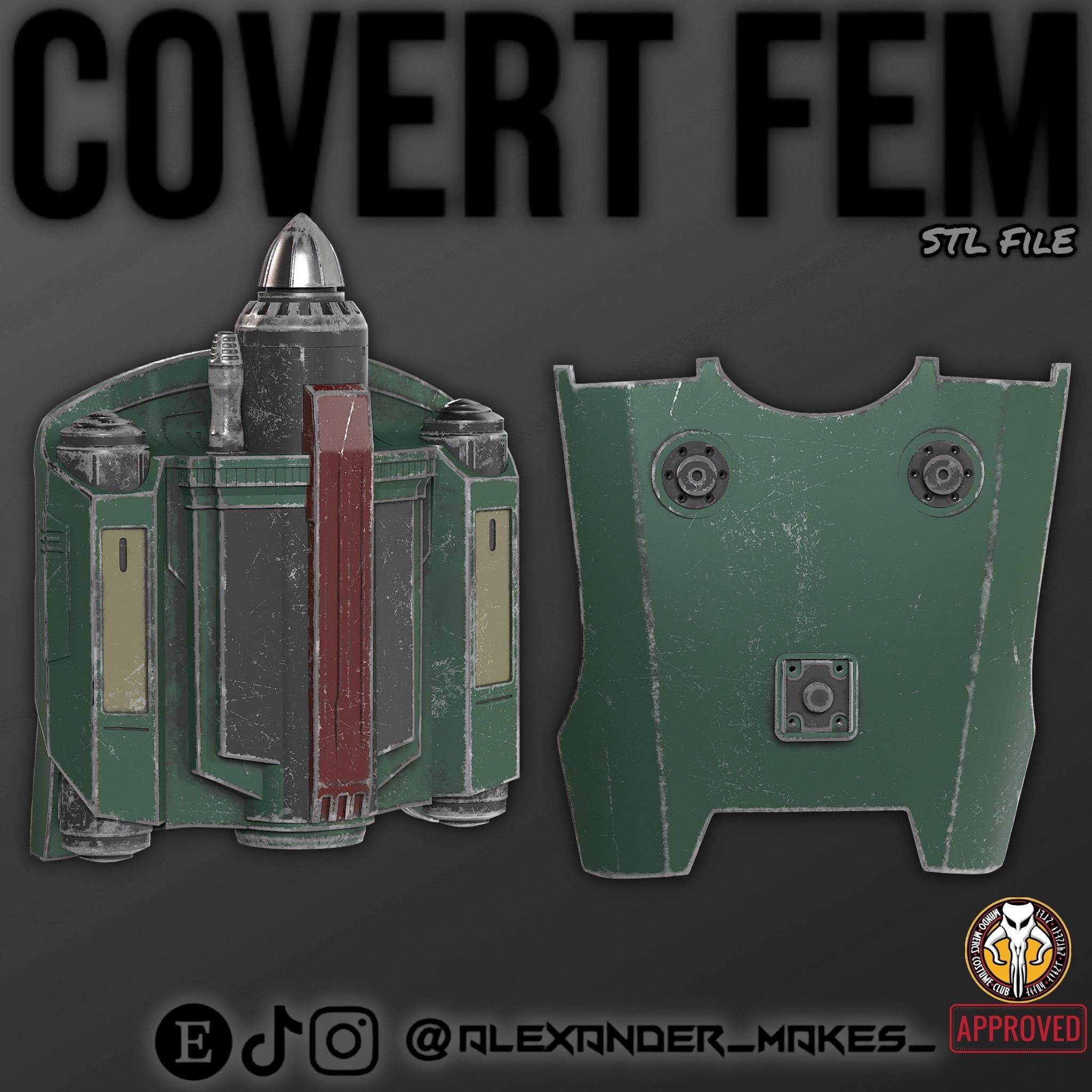 Mandalorian Covert Fem | Covert Female Jet Pack and Back Plate | Koska Reeves Jet Pack | Nite Owl | Female Mando Jet PAck | 3D Print File