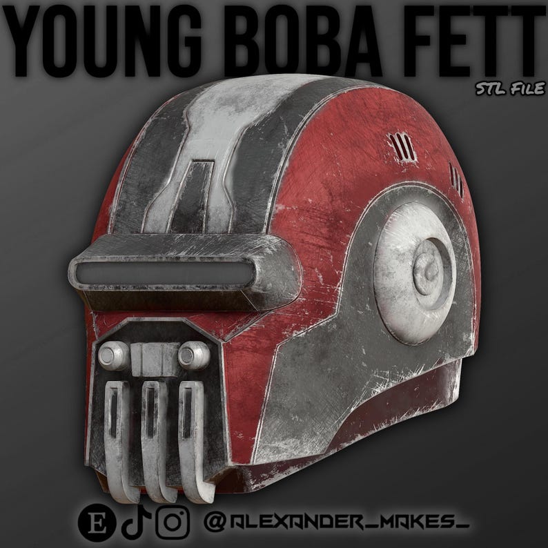 Unge Boba Fett-hjälm | Star Wars | Klonkrigen | Prisjägare | STL 3D-fil bild 1