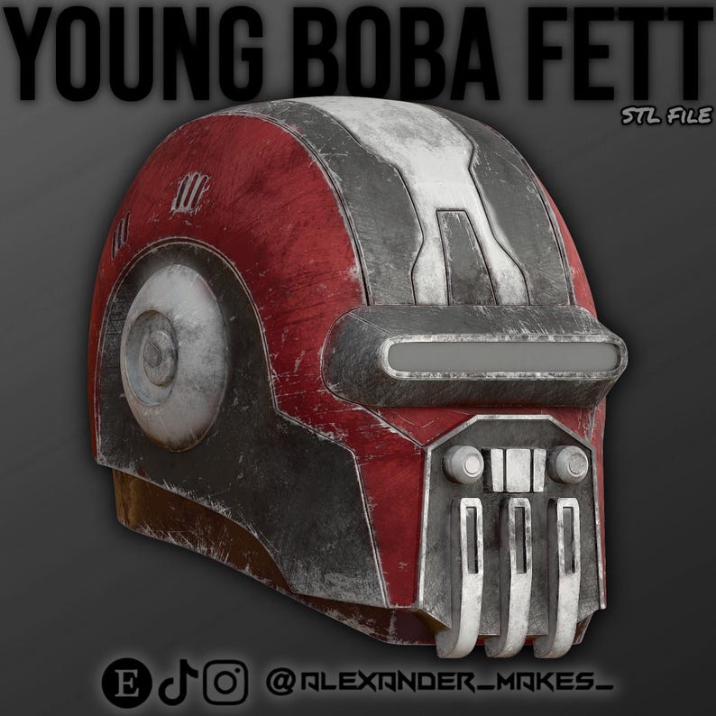 Unge Boba Fett-hjälm | Star Wars | Klonkrigen | Prisjägare | STL 3D-fil bild 5