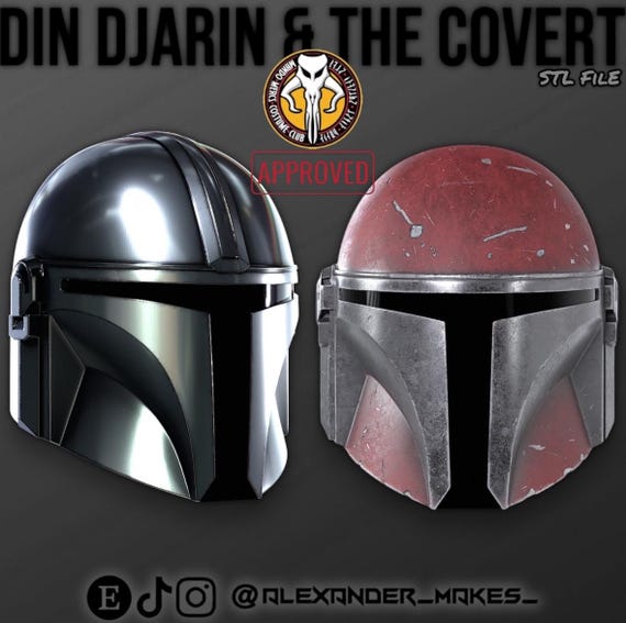 Din Djarin & Covert Mandalorian Helmet STL File
