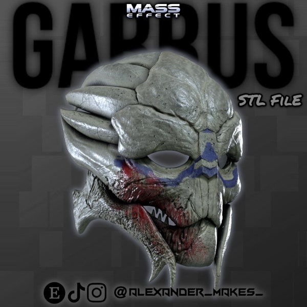 Garrus Mass Effect | Turian - 3D Print File - Wearable Mask