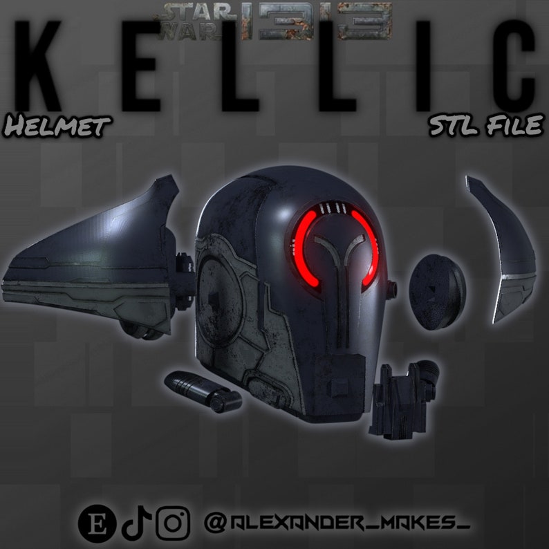 Casco Kellic: Star Wars 1313 Bounty Hunter Concept - File di stampa 3D immagine 4