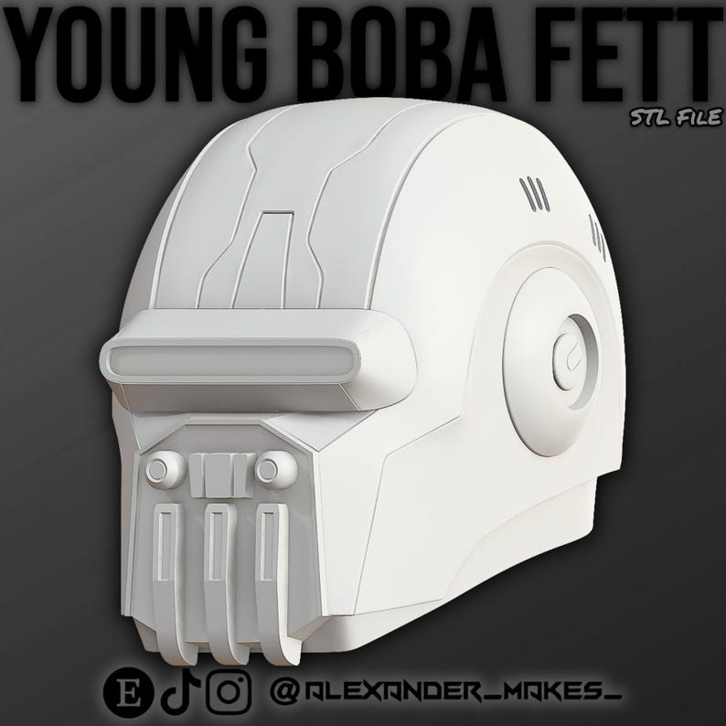 Unge Boba Fett-hjälm | Star Wars | Klonkrigen | Prisjägare | STL 3D-fil bild 2