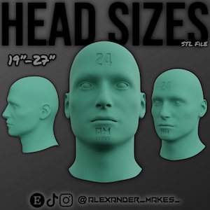Cosplay Head Size Guide 3D Model: Helmskalierung (19-27") (PDF)