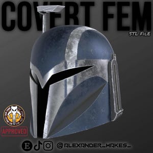 Mandalorian Covert Weiblich |  MMC APPROVED HELM | Verdeckter weiblicher Helm | Koska Reeves | Nachteule | | Mandalorian Helm 3D Druck