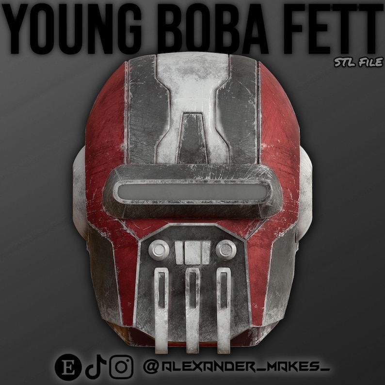 Unge Boba Fett-hjälm | Star Wars | Klonkrigen | Prisjägare | STL 3D-fil bild 3