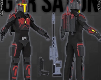Kit complet Gar Saxon | Jet Pack Gar Saxon | Carabine Gar Saxon | Mandalorien | Galar | Westar | Guerre des clones | Fichier STL 3D