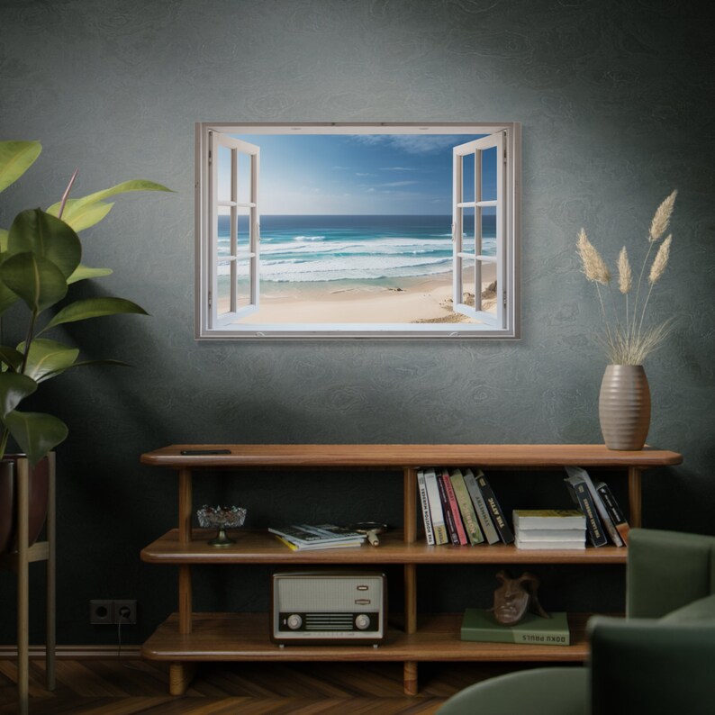 Window View Canvas, Beach View, Window View Art, Print on Canvas Etsy