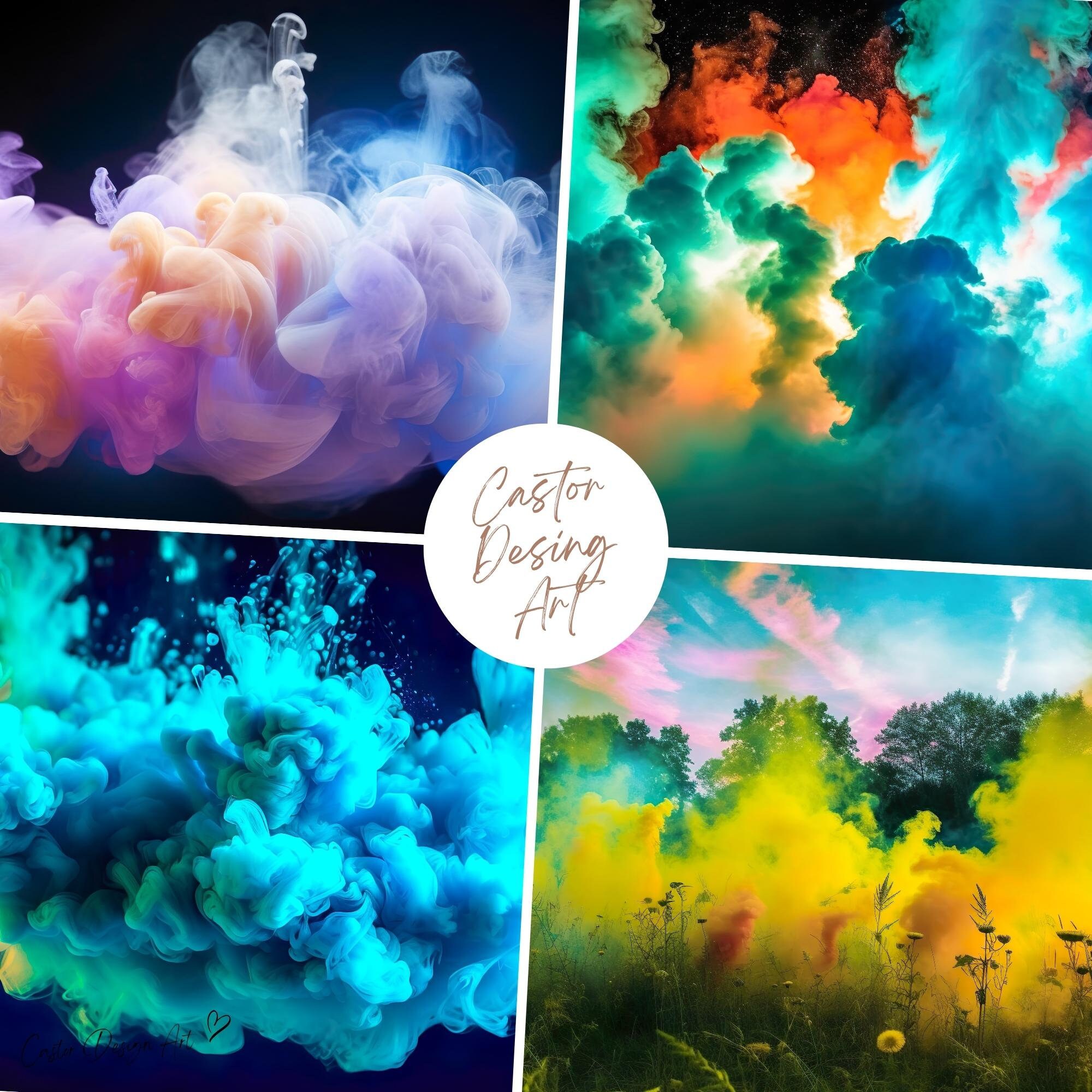 Colorful Powder Explosion Digital Backdrop Overlays Colorful Dust ...