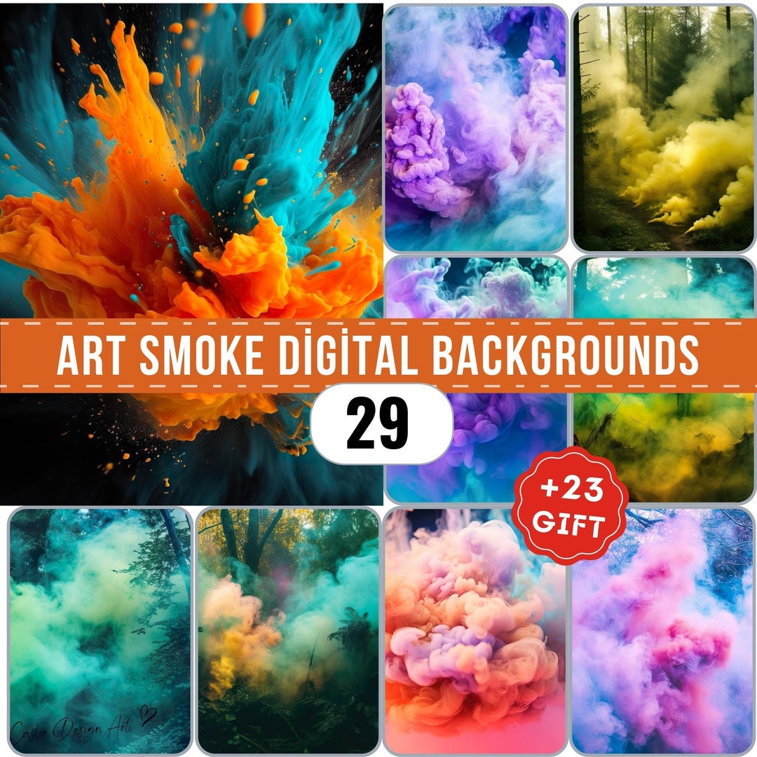 Colorful Powder Explosion Digital Backdrop Overlays Colorful Dust ...