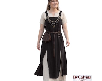 SANNE Viking schortjurk, 100% katoenen canvas, Renaissance Faire kostuum, LARP, zakloos