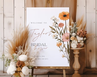 Sjabloon boho bloemen vrijgezellenfeest welkomstbord (digitale download)