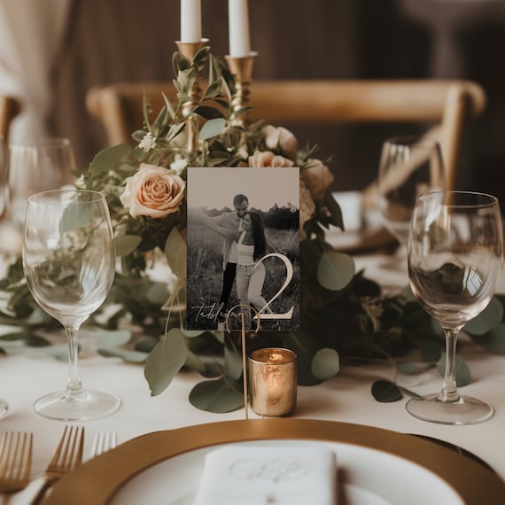 Minimalist Wedding Photo Table Numbers Template (Digital Download)