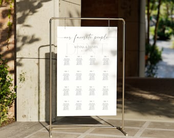 Minimalistisch bord met zitplaatsen voor bruiloft: bewerkbaar monogram (INSTANT download)
