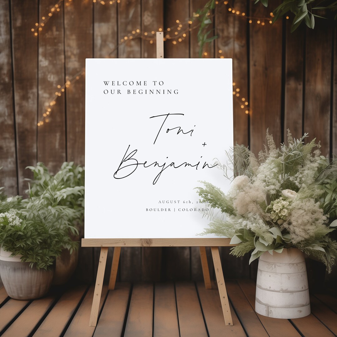 Minimalist Script Wedding Welcome Sign, Welcome Wedding Sign, Script ...