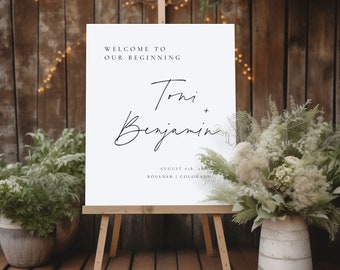 Minimalist Script Wedding Welcome Sign: Modern Large Sign (Digital Download)