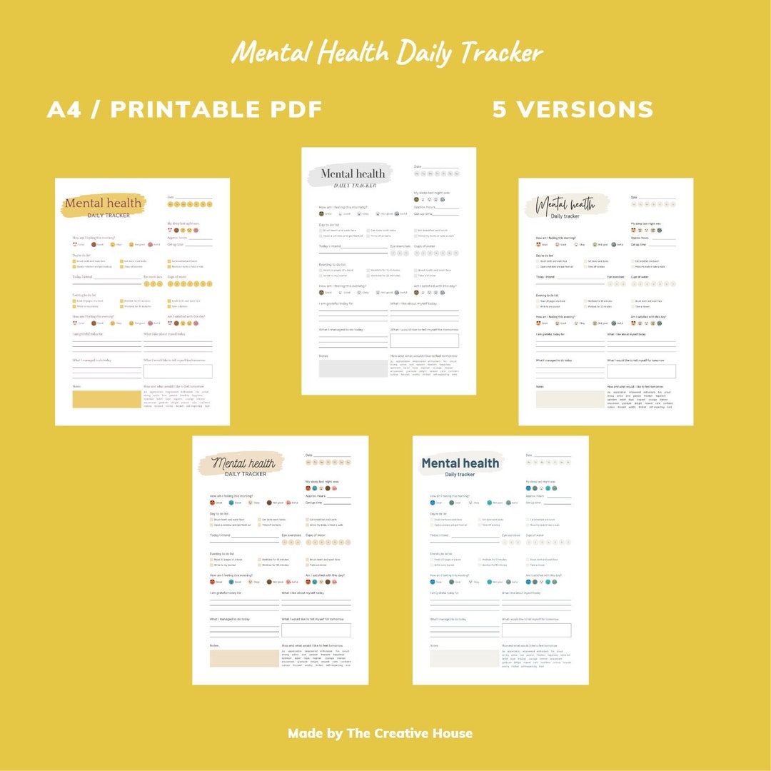 Mental Health Daily Tracker Printable Digital Therapist - Etsy
