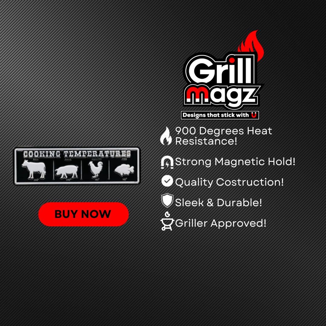 Metal Meat Temperature Perfect for Home Cooking and Outdoor BBQ