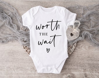 Worth the wait Pregnancy Announcement Baby Vest - Pregnancy Reveal Baby Vest - New Baby Reveal Baby grow - Baby Name Baby grow - IVF