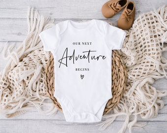 Our Next Adventure Begins Pregnancy Announcement Baby Vest - Pregnancy Reveal Baby Vest - New Baby Reveal Baby grow - Baby Name Baby grow