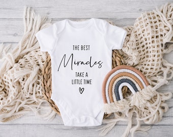 The Best Miracles Take A Little Time - Pregnancy Announcement Baby Vest - Pregnancy Reveal Baby Vest - New Baby Reveal - Baby grow - IVF