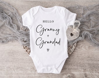 Hello Granny + Grandad Pregnancy Announcement Baby Vest - Pregnancy Reveal Baby Vest - New Baby Reveal Baby grow - Grandparents to be reveal