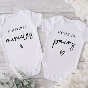 Twin Pregnancy Announcement Baby Vests - Pregnancy Reveal Vest - New Baby Reveal Baby grow - Twin Pregnancy Reveal - Set of two