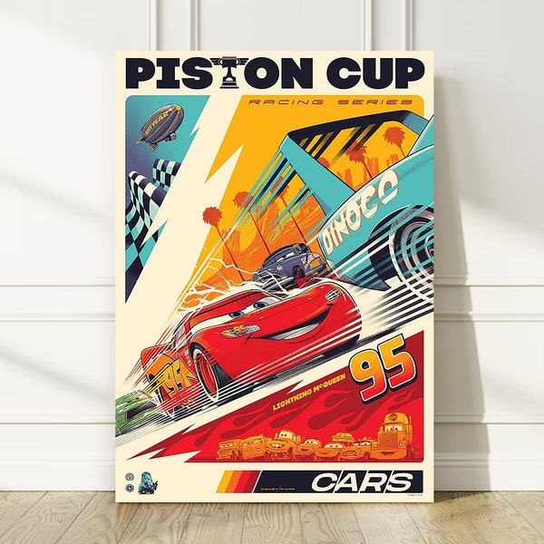 Cars Movie Poster: Lightning McQueen Cartoon Wall Decor for Kids' Rooms - Piston Cup & Radiator Springs