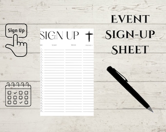 Printable Digital Event Sign-Up Sheet