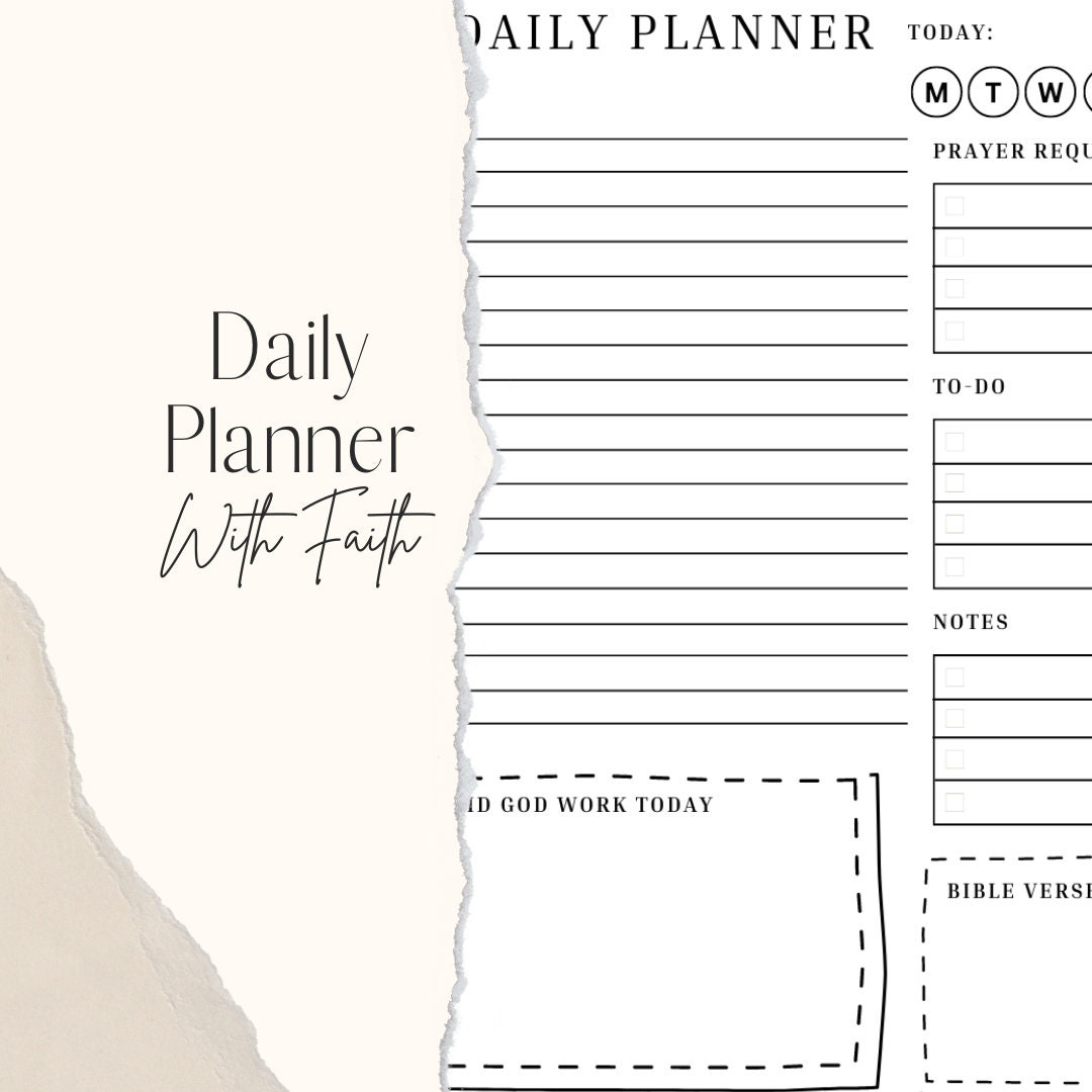 Printable daily christian planner etsy