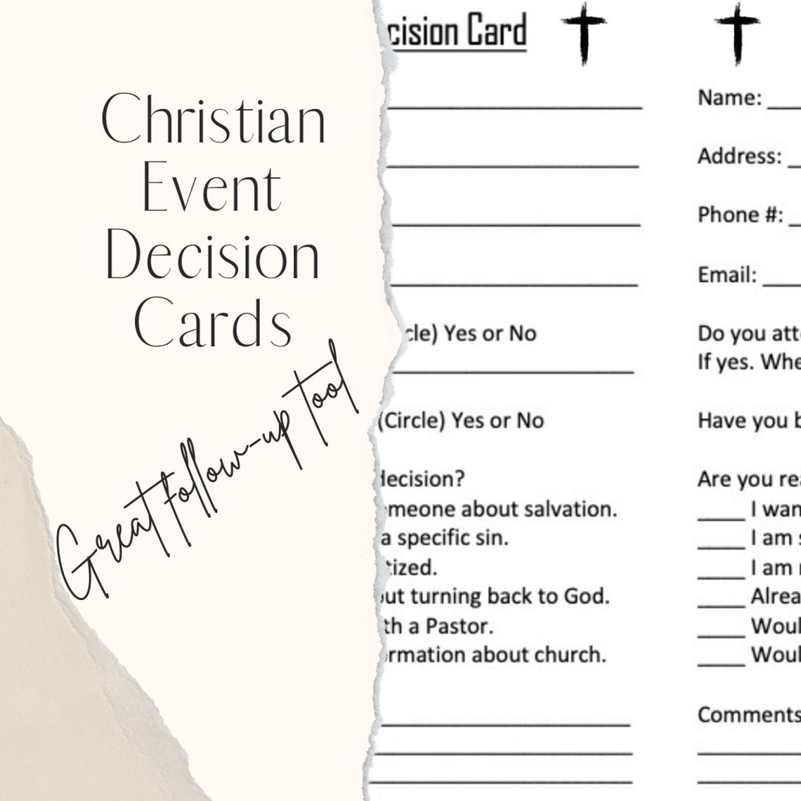 Printable Ministry Decision Card Etsy