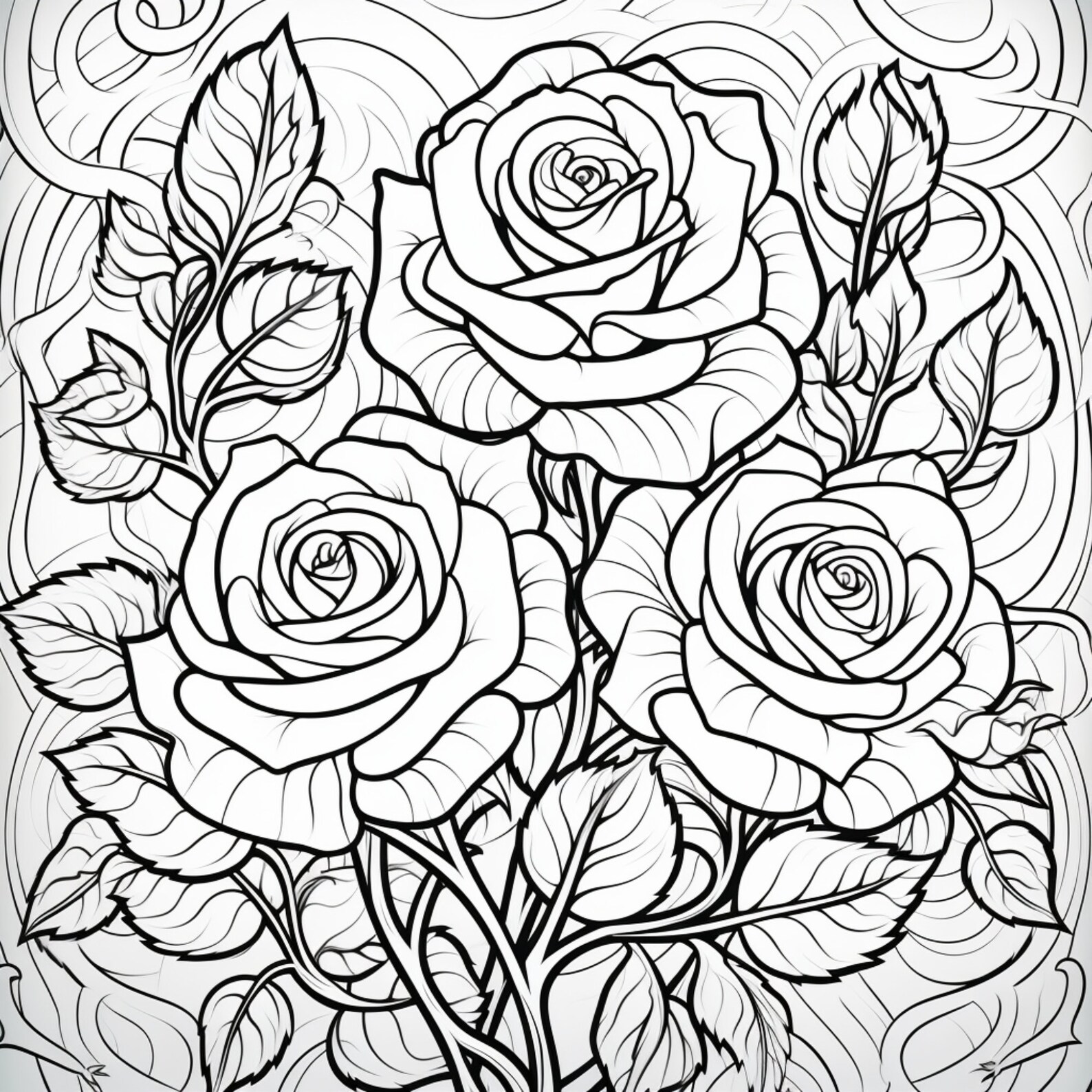 14 Printable Pretty Roses Coloring Pages for Kids and Adults - Etsy