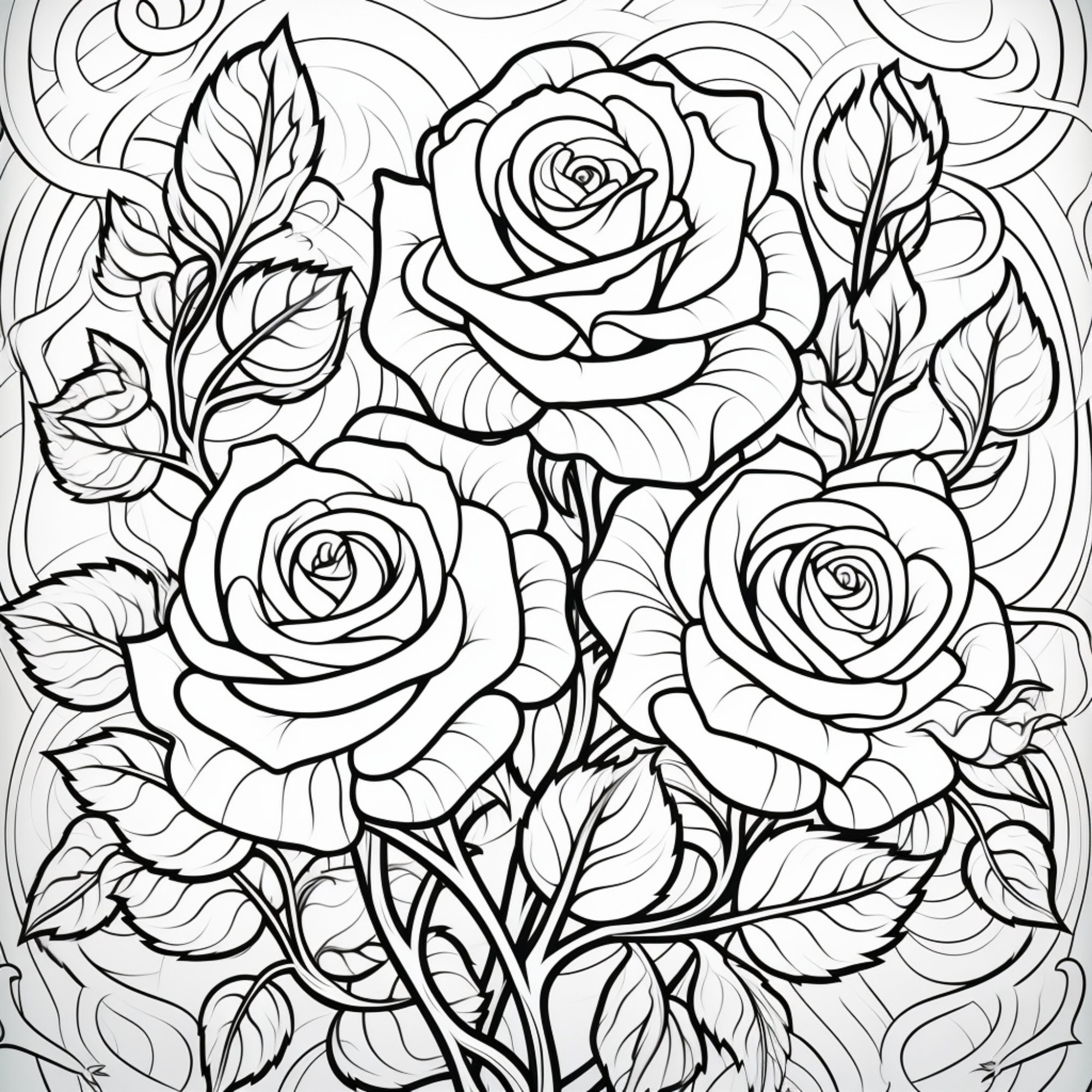 14 Printable Pretty Roses Coloring Pages for Kids and Adults - Etsy