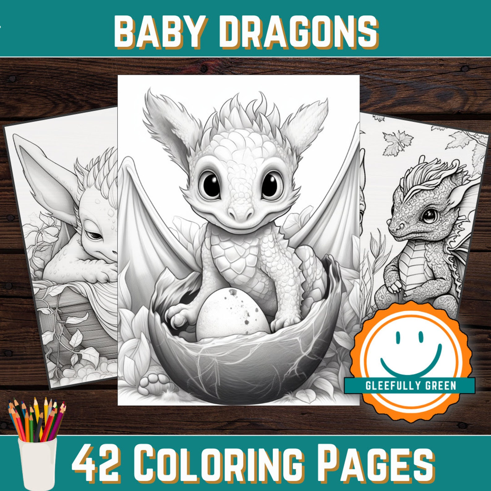 42 Baby Dragon Coloring Pages for Adults and Kids, Digital Download ...