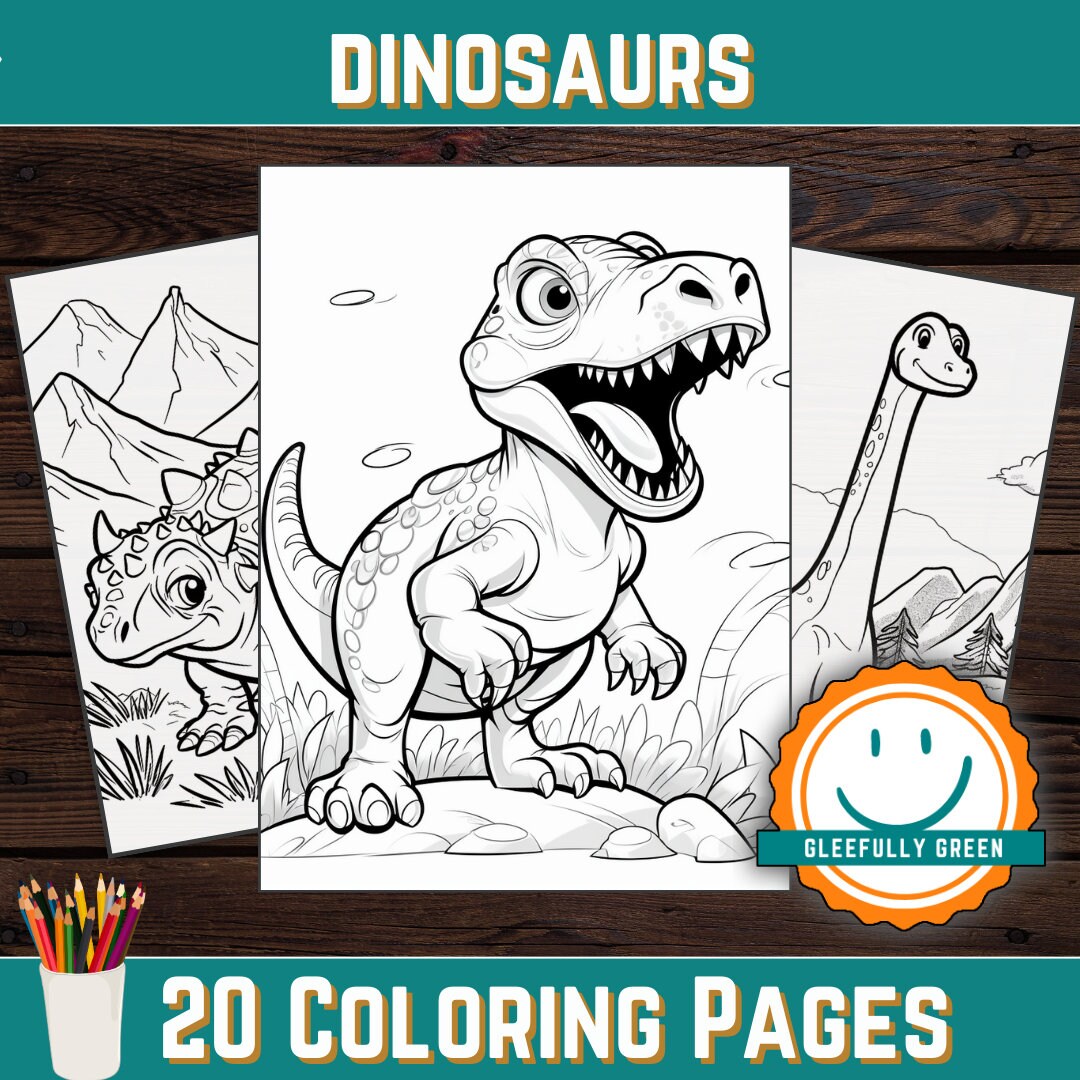 20 Printable Dinosaurs Coloring Pages for Kids and Adults Digital ...