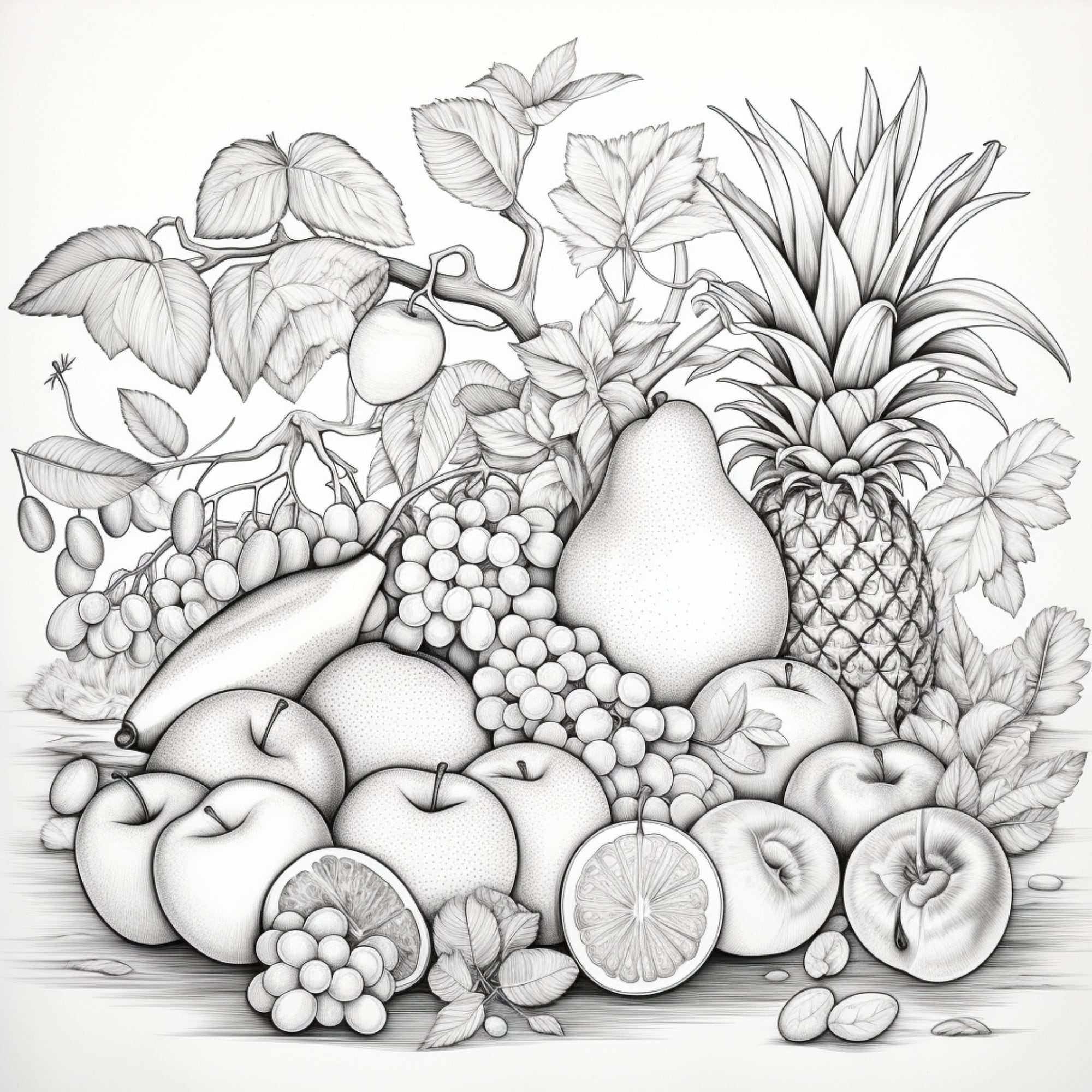 20 Printable Fruit Coloring Pages for Kids and Adults - Etsy