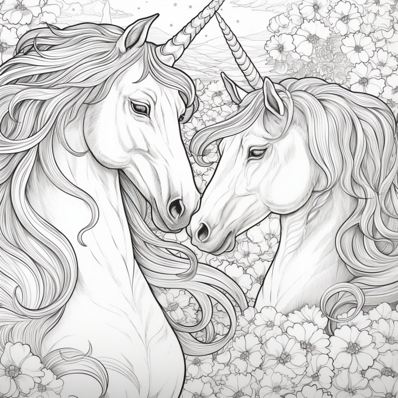 20 Printable Unicorn Coloring Pages for Kids and Adults Digital ...