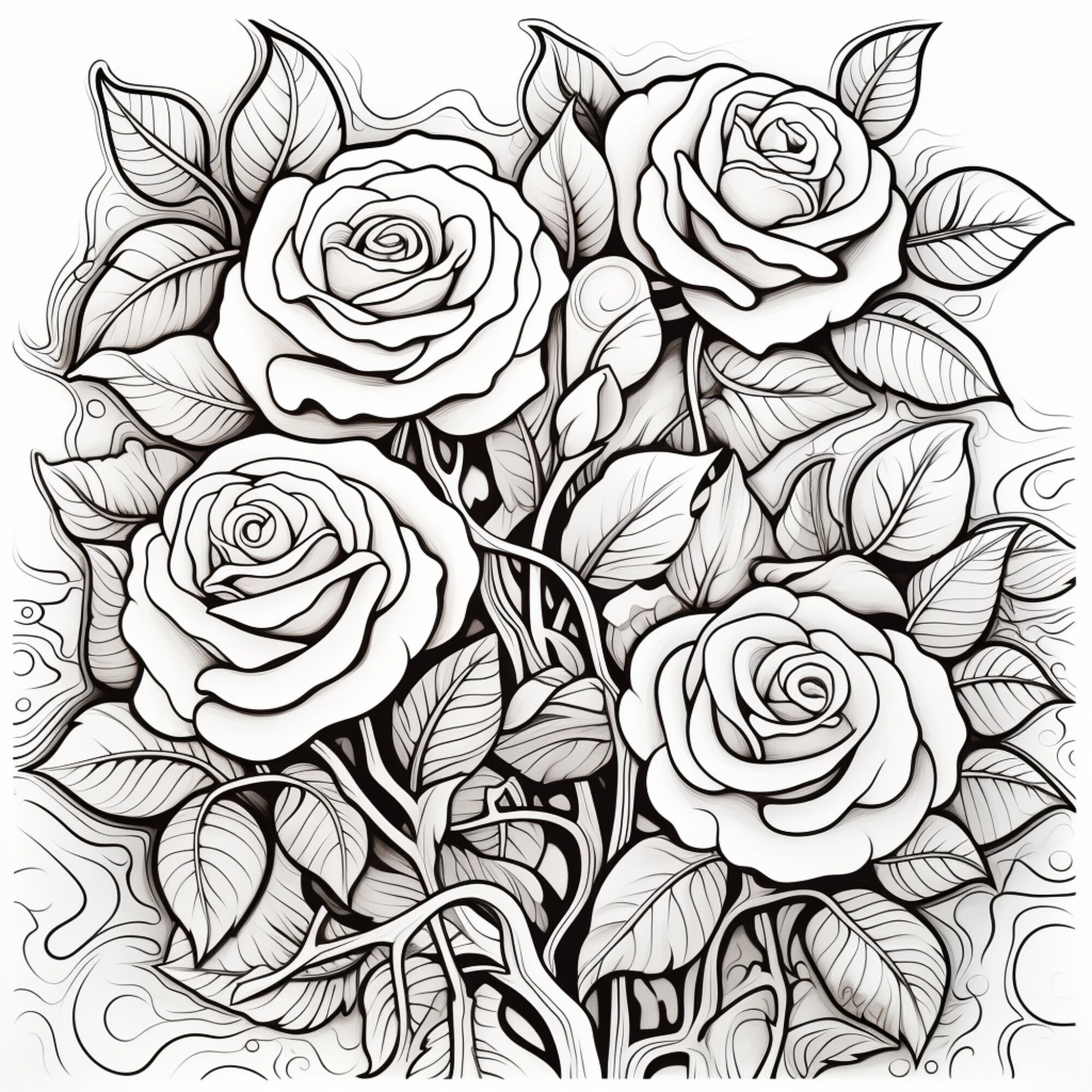 14 Printable Pretty Roses Coloring Pages for Kids and Adults - Etsy