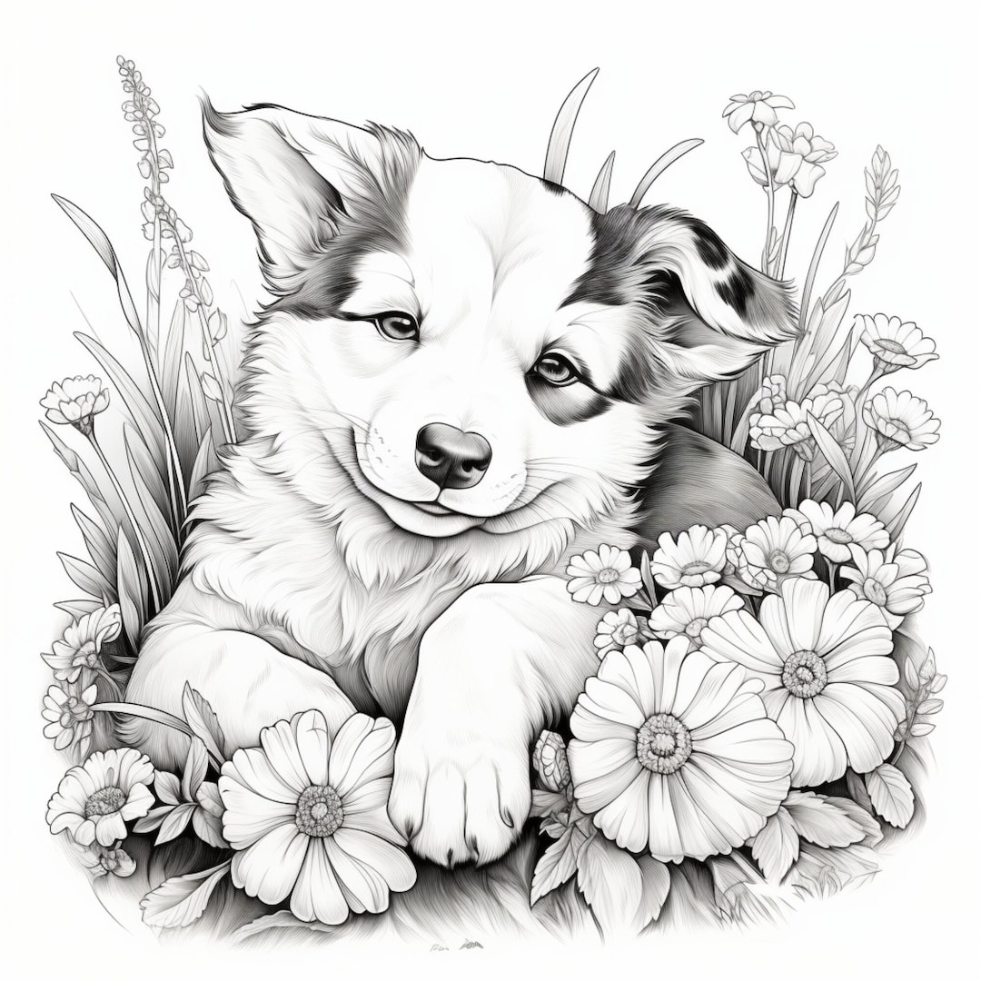 38 Printable Relaxing Dog Coloring Pages for Kids and Adults Digital 38 Printable Relaxing Dog Coloring Pages for Kids and Adults Digital