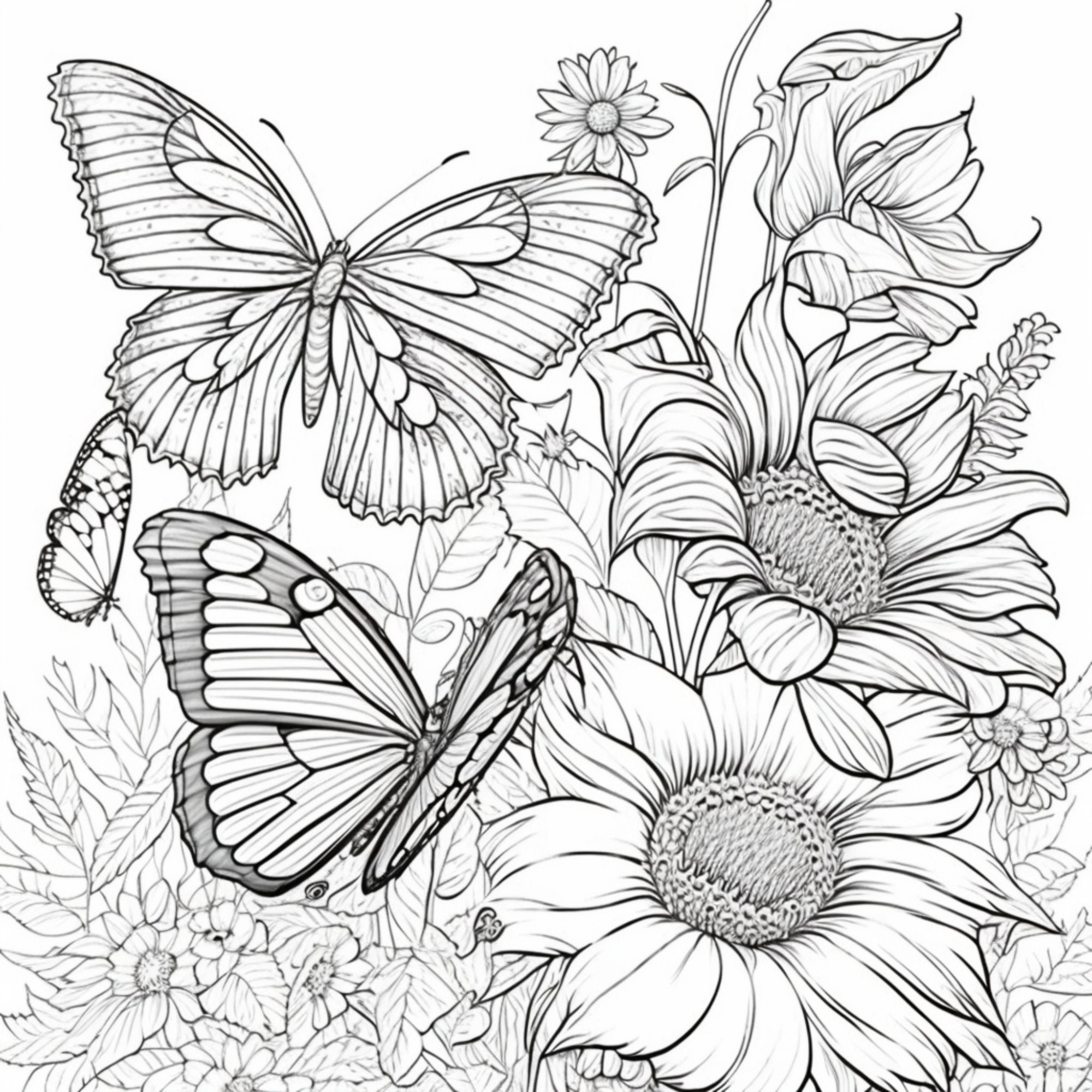 Coloring Pages Of Flowers And Butterflies At Dawn Boykins Blog